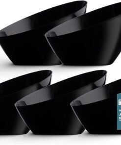 Clear Serving Bowls Small Hard Plastic Candy Bowl for Weddings, Buffet, Offices, Disposable Small Angled Bowls for Party's, Salads, Snacks and Fruit Bowl 5 Pack
