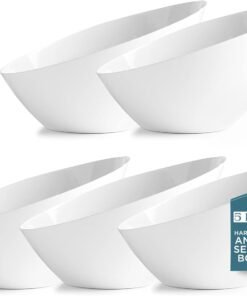 Clear Serving Bowls Small Hard Plastic Candy Bowl for Weddings, Buffet, Offices, Disposable Small Angled Bowls for Party's, Salads, Snacks and Fruit Bowl 5 Pack