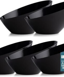 Clear Serving Bowls Small Hard Plastic Candy Bowl for Weddings, Buffet, Offices, Disposable Small Angled Bowls for Party's, Salads, Snacks and Fruit Bowl 5 Pack