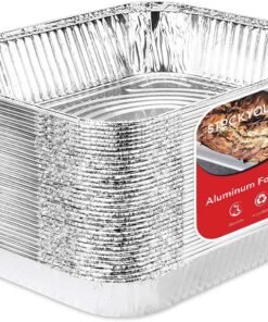 Foil Pans with Lids - 9x13 Aluminum Pans with Covers - 25 Foil Pans and 25 Foil Lids - Disposable Food Containers Great for Baking, Cooking, Heating, Storing, Prepping Food Silver