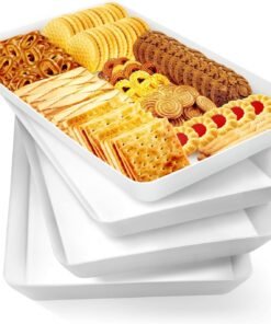 4 pcs Serving Tray for Entertaining, Grilling BBQ Accessories, Serving Platters for Snacks, Fruit, Reusable Plastic Trays for Serving Food and Pantry Organization in Kitchen & for Parties