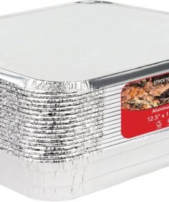 Foil Pans with Lids - 9x13 Aluminum Pans with Covers - 25 Foil Pans and 25 Foil Lids - Disposable Food Containers Great for Baking, Cooking, Heating, Storing, Prepping Food Silver
