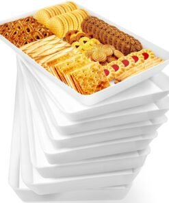 4 pcs Serving Tray for Entertaining, Grilling BBQ Accessories, Serving Platters for Snacks, Fruit, Reusable Plastic Trays for Serving Food and Pantry Organization in Kitchen & for Parties