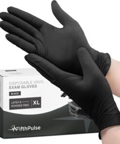 Black Vinyl Disposable Gloves - Powder and Latex Free Medical Exam Gloves