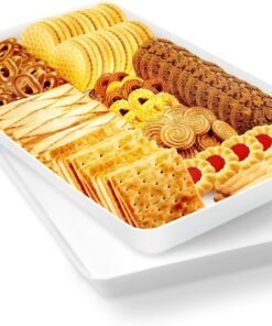 4 pcs Serving Tray for Entertaining, Grilling BBQ Accessories, Serving Platters for Snacks, Fruit, Reusable Plastic Trays for Serving Food and Pantry Organization in Kitchen & for Parties