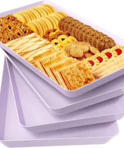 4 pcs Serving Tray for Entertaining, Grilling BBQ Accessories, Serving Platters for Snacks, Fruit, Reusable Plastic Trays for Serving Food and Pantry Organization in Kitchen & for Parties