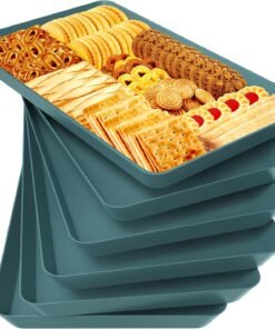 4 pcs Serving Tray for Entertaining, Grilling BBQ Accessories, Serving Platters for Snacks, Fruit, Reusable Plastic Trays for Serving Food and Pantry Organization in Kitchen & for Parties
