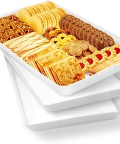 4 pcs Serving Tray for Entertaining, Grilling BBQ Accessories, Serving Platters for Snacks, Fruit, Reusable Plastic Trays for Serving Food and Pantry Organization in Kitchen & for Parties