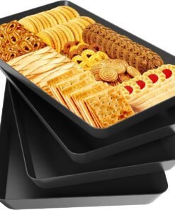 4 pcs Serving Tray for Entertaining, Grilling BBQ Accessories, Serving Platters for Snacks, Fruit, Reusable Plastic Trays for Serving Food and Pantry Organization in Kitchen & for Parties