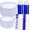 350-Piece Gold Disposable Plates and Cutlery Set - Premium 10.25" Dinner Plates, 7.5" Dessert Plates, 9oz Cups & Cutlery for Weddings, Catering Events - 50 Guest Service - Elegant & Sturdy