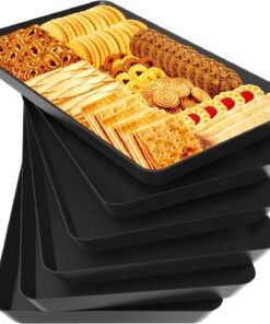 4 pcs Serving Tray for Entertaining, Grilling BBQ Accessories, Serving Platters for Snacks, Fruit, Reusable Plastic Trays for Serving Food and Pantry Organization in Kitchen & for Parties
