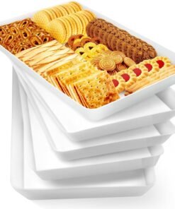 4 pcs Serving Tray for Entertaining, Grilling BBQ Accessories, Serving Platters for Snacks, Fruit, Reusable Plastic Trays for Serving Food and Pantry Organization in Kitchen & for Parties