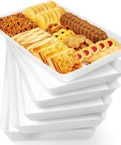 4 pcs Serving Tray for Entertaining, Grilling BBQ Accessories, Serving Platters for Snacks, Fruit, Reusable Plastic Trays for Serving Food and Pantry Organization in Kitchen & for Parties