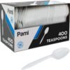 Medium-Weight Disposable Plastic Forks [400-Pack] - Bulk White Plastic Silverware For Parties, Weddings, Catering Food Stands, Takeaway Orders & More- Sturdy Single-Use Partyware Forks