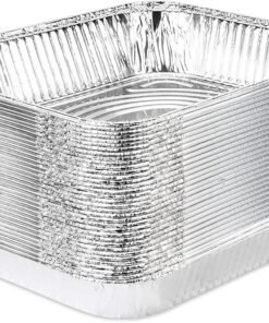 Foil Pans with Lids - 9x13 Aluminum Pans with Covers - 25 Foil Pans and 25 Foil Lids - Disposable Food Containers Great for Baking, Cooking, Heating, Storing, Prepping Food Silver