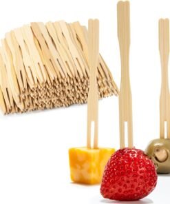 200 Bamboo Appetizer Forks, 3.5" Disposable Bamboo Fork for Charcuterie, Mini Forks for Appetizers, Cocktail Forks for Weddings, Small Appetizer Picks
